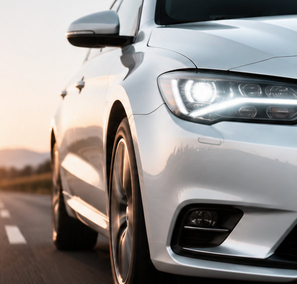 Vehículo de Automóviles Copano circulando al atardecer